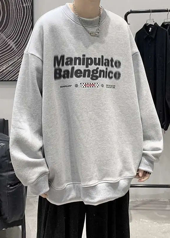 Sweat-shirt deux pièces en faux coton avec col lettre vert ample pour homme O