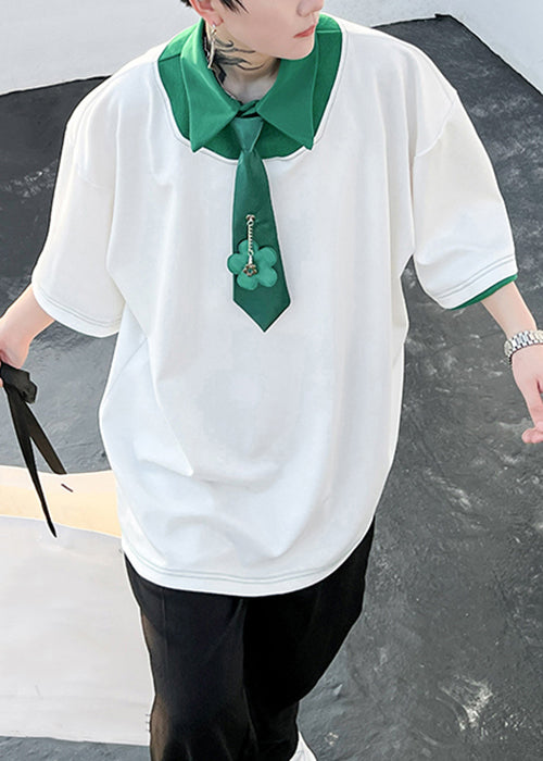 Patchwork Shirts Herren Original Polo Design Grün Lose Baumwolle