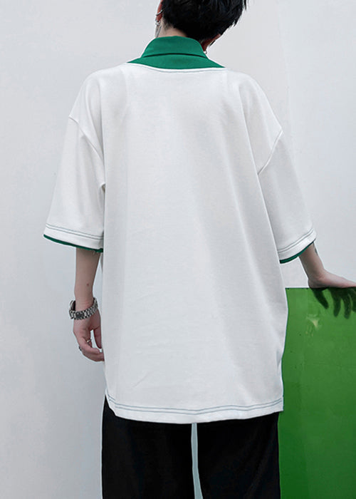 Patchwork Shirts Herren Original Polo Design Grün Lose Baumwolle