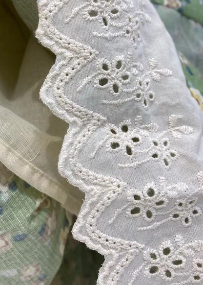 Jupe ample en patchwork à taille élastique en dentelle verte imprimée pour l'été GH1002