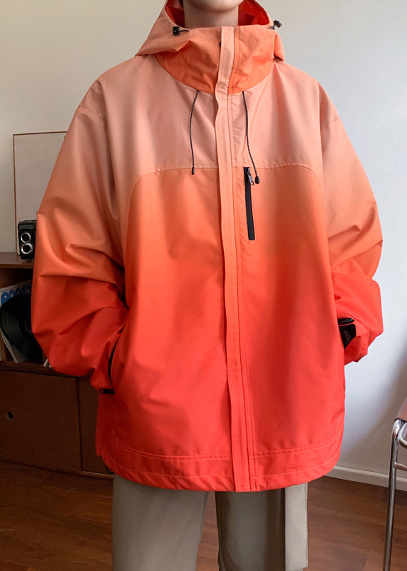 Gradienten Mäntel Reißverschluss Baumwolle Farbe Lose Kapuze Grau Herren