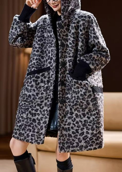 Lockerer grauer Damenparka mit Kapuze und Taschen, Frühling TY011