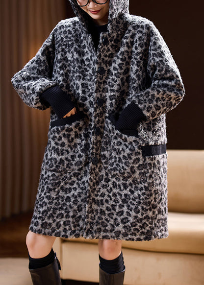 Parka ample grise à capuche et poches pour femme, printemps TY011