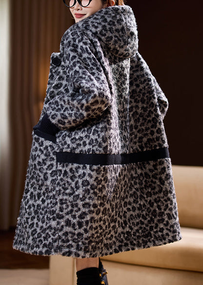 Parka ample grise à capuche et poches pour femme, printemps TY011