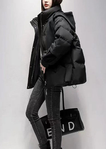 Lockere, graue Witner-Jacke mit Reißverschlusstaschen und feiner Baumwollfüllung TD038