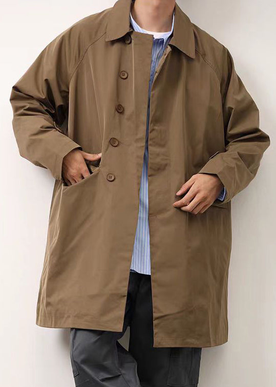 Manteau ample kaki à col Peter Pan et boutons en coton pour homme, printemps YQ004