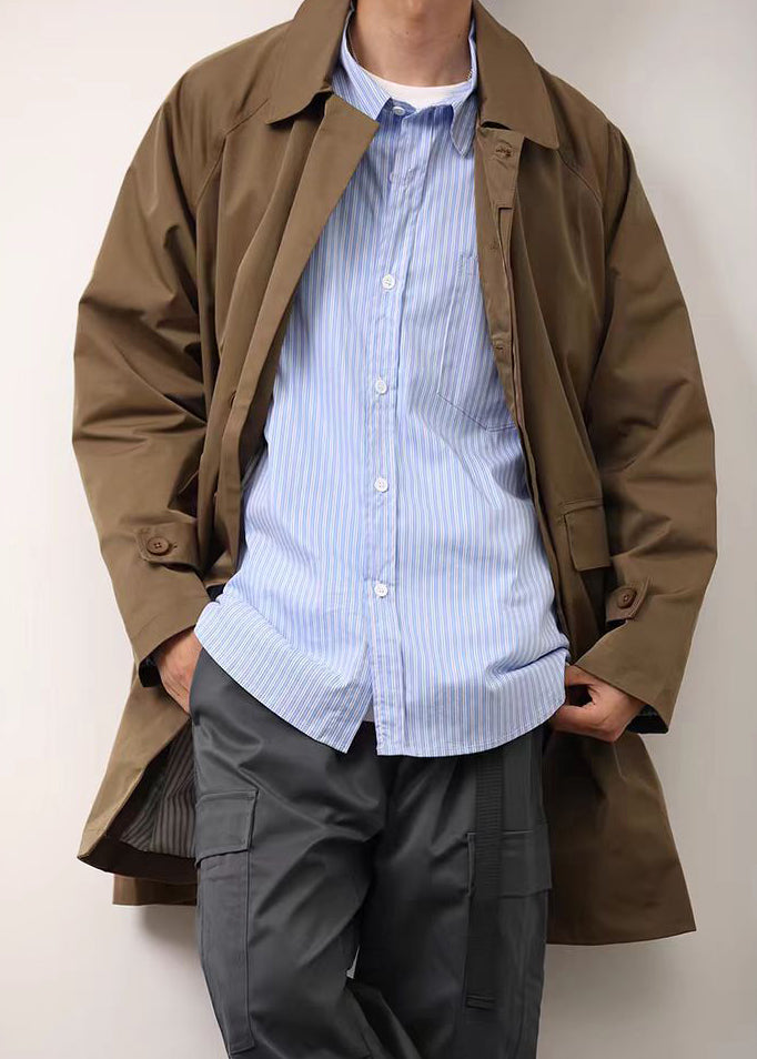 Manteau ample kaki à col Peter Pan et boutons en coton pour homme, printemps YQ004