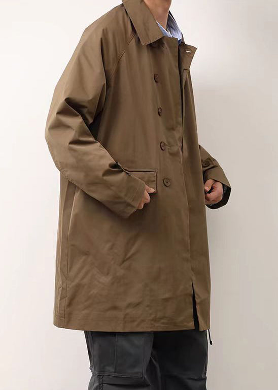 Manteau ample kaki à col Peter Pan et boutons en coton pour homme, printemps YQ004