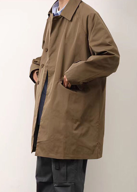 Manteau ample kaki à col Peter Pan et boutons en coton pour homme, printemps YQ004