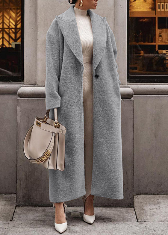 Manteau col kaki poches bouton printemps Peter Long Loose Pan