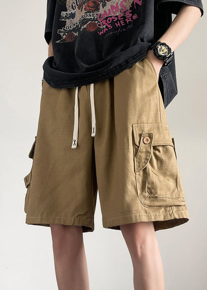 Kordelzug Khaki Shorts Sommer Männer Baumwolle Knopf