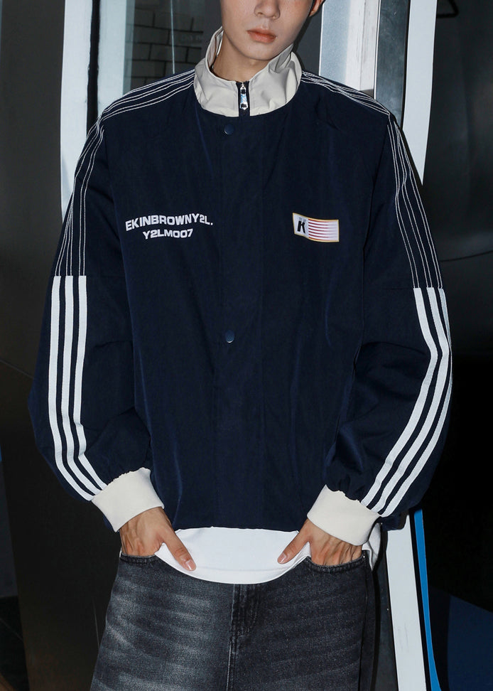 Manteau ample en coton à rayures pour homme, gris clair, printemps