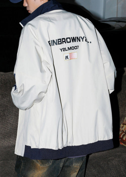 Manteau ample en coton à rayures pour homme, gris clair, printemps