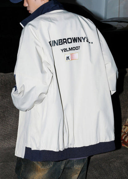 Manteau ample en coton à rayures pour homme, gris clair, printemps