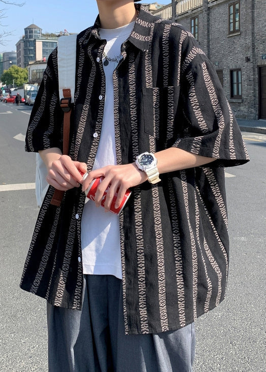 Kragen Sommer Orange Lose Männer Baumwolle Hemd Peter