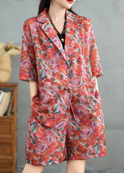 Col ample en coton Pan Pieces imprimé short deux et manteau Peter