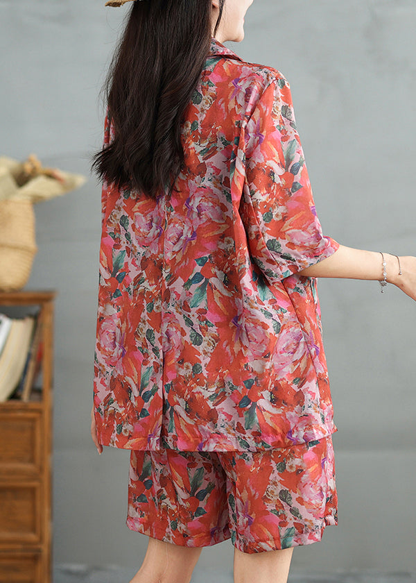 Col ample en coton Pan Pieces imprimé short deux et manteau Peter