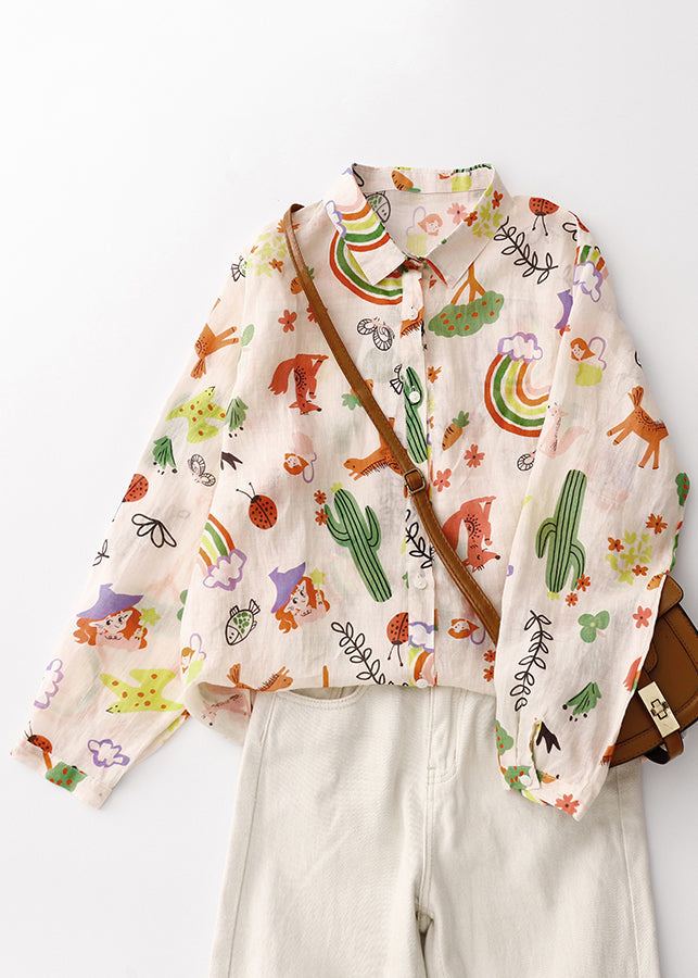 Hemden Lose Baumwolle Peter Spring Print Pan Kragen