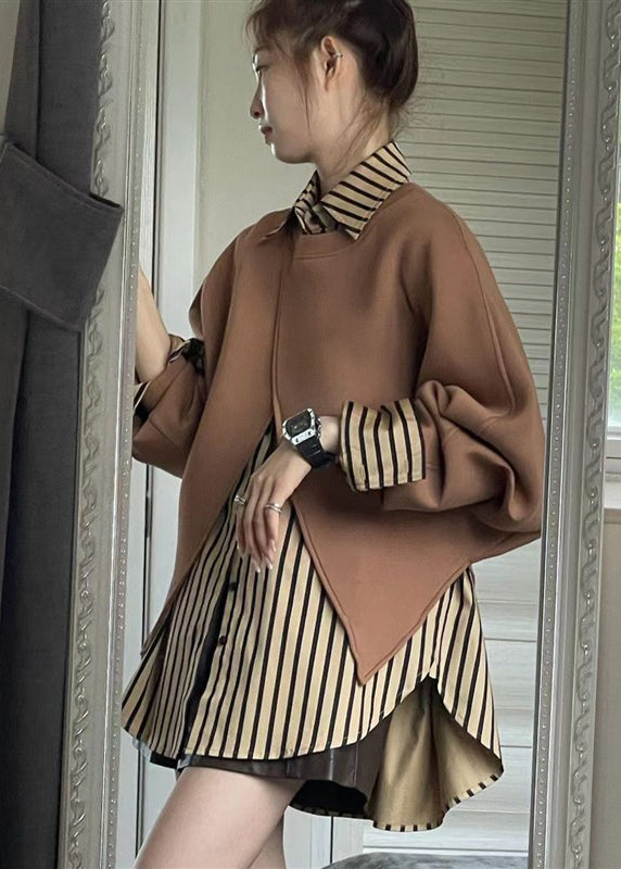 Sweat-shirt ample à rayures Pan Peter à deux cols et pièces