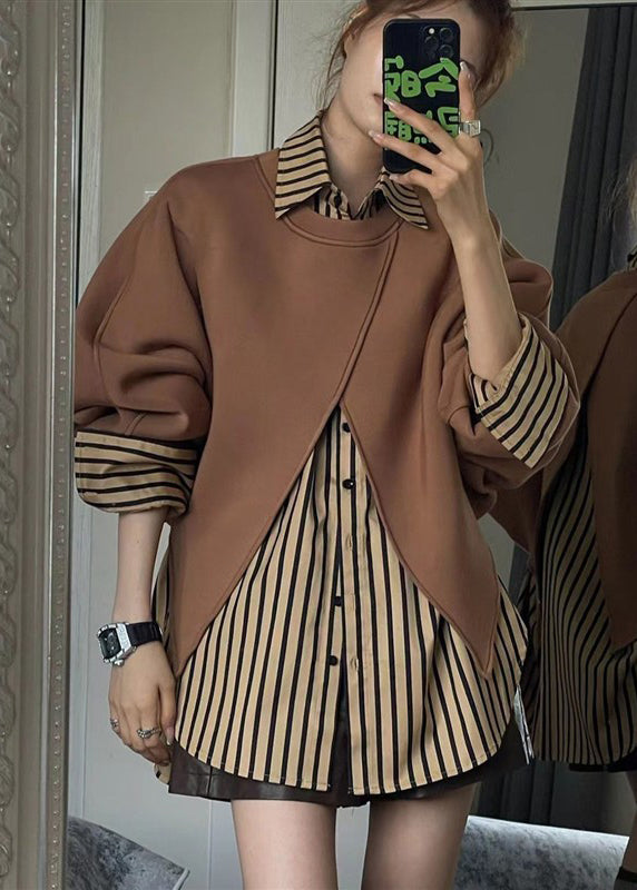 Sweat-shirt ample à rayures Pan Peter à deux cols et pièces