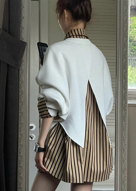 Sweat-shirt ample à rayures Pan Peter à deux cols et pièces