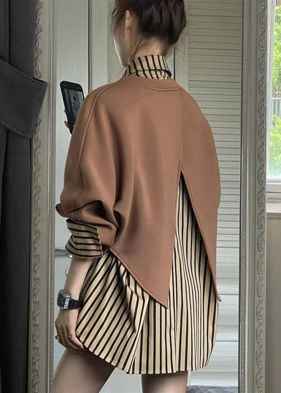 Sweat-shirt ample à rayures Pan Peter à deux cols et pièces