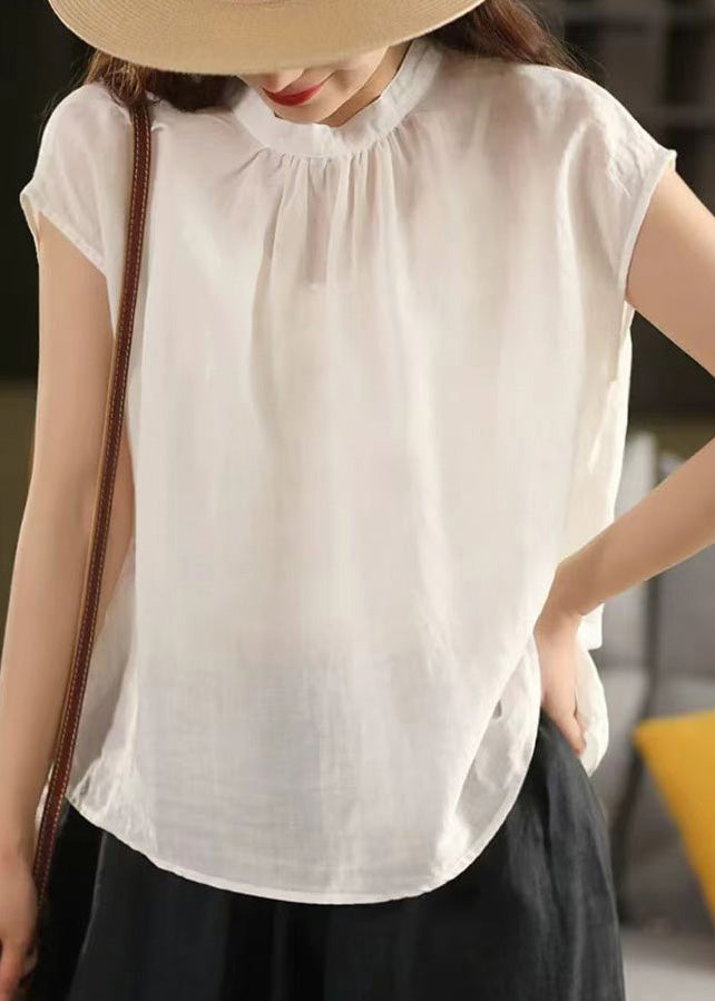 Chemise ample d'été en lin à boutons roses