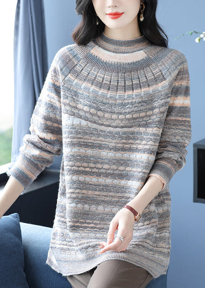 Lose Rosa O Neck Jacquard Woll Pullover Kleid Winter RL032