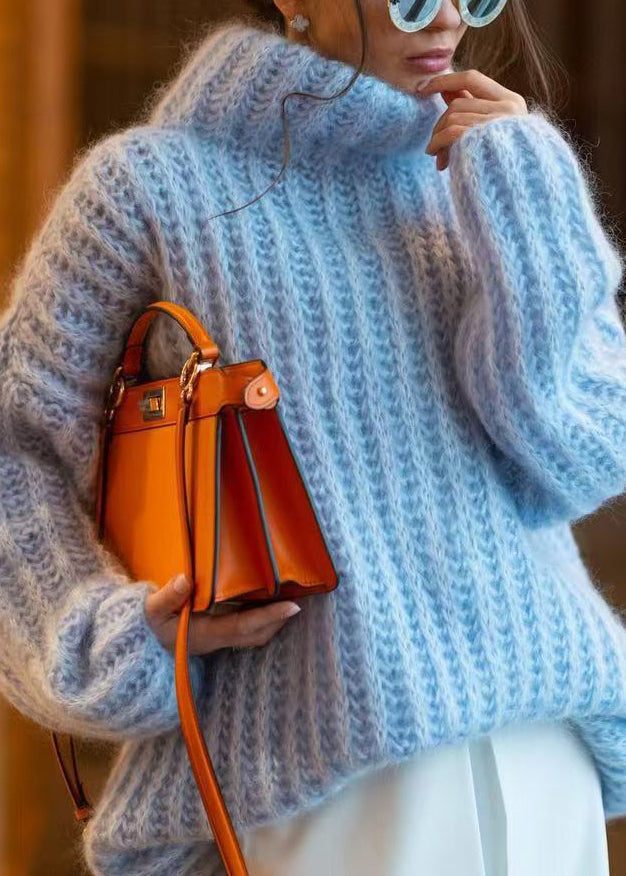 Lose Rosa Rollkragen Solide Strick Pullover Frühling TF005