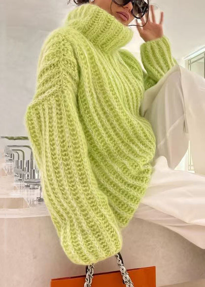 Lose Rosa Rollkragen Solide Strick Pullover Frühling TF005