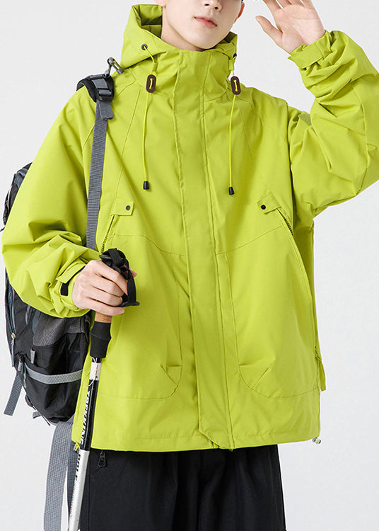 Mit Kapuze Lose Baumwolle Männer Kordelzug Taschen Lila Frühling Mantel