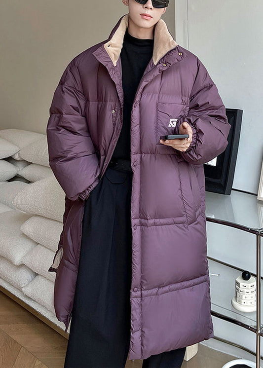 Lose Lila Stehkragen Taschen Entendaunen Männer Daunenmantel Winter RJ011