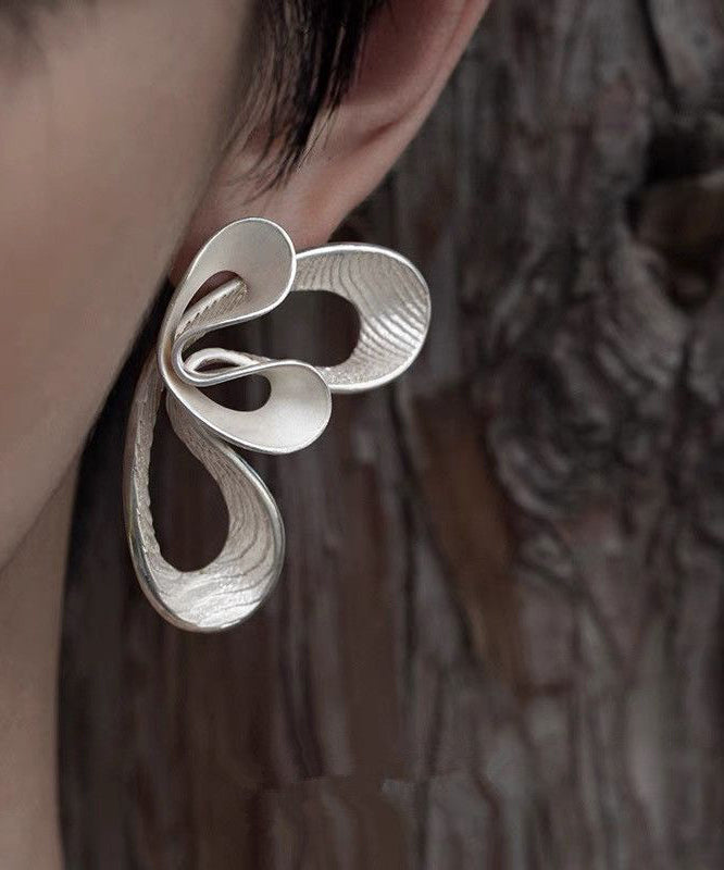 Loose Silk Sterling Silver Double Cloud Stud Earrings AH604