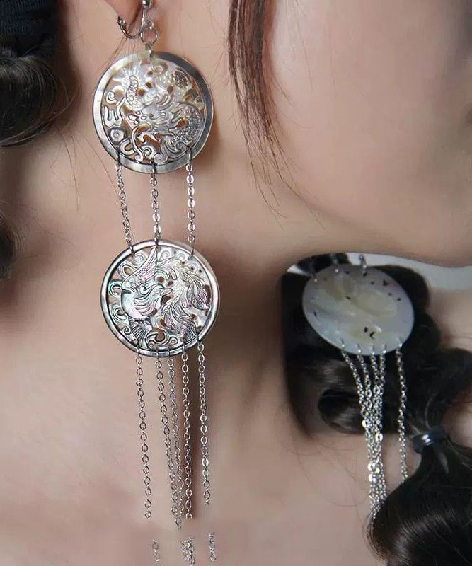 Earrings Silk Sterling Drop Tassel Single Loose Silver