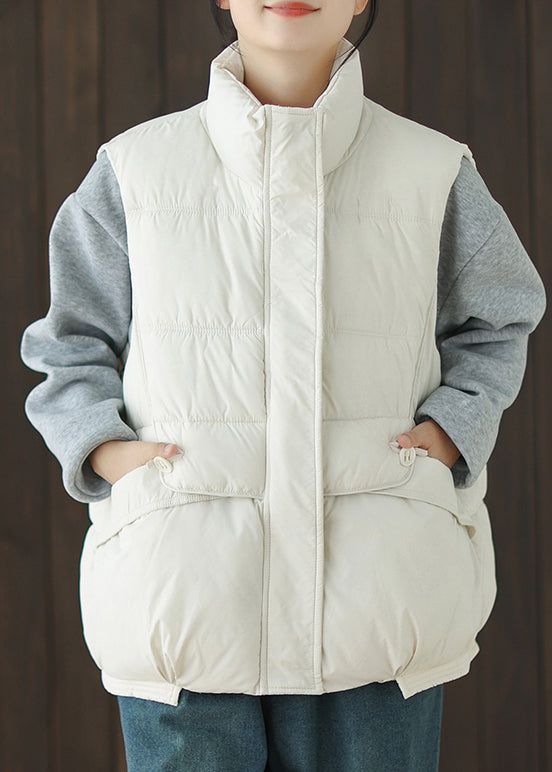 Gilet ample en duvet de canard blanc avec poches zippées sans manches WL016