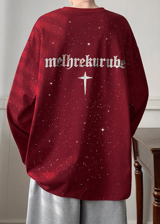 Chemises de printemps à vin, design ample, paillettes rouges, t-shirt en coton original pour hommes