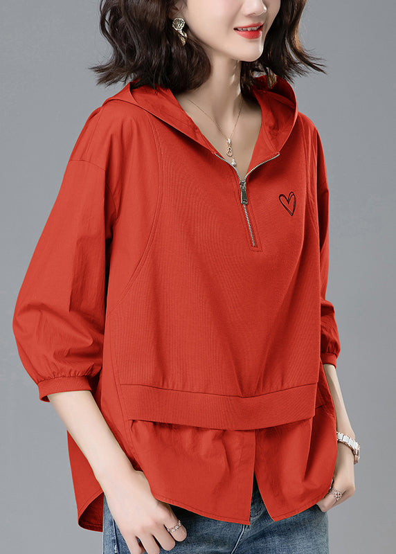 Patchwork Reißverschluss Lose Gelb Tops Mit Kapuze Sommer Baumwolle