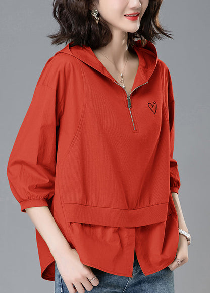 Patchwork Reißverschluss Lose Gelb Tops Mit Kapuze Sommer Baumwolle