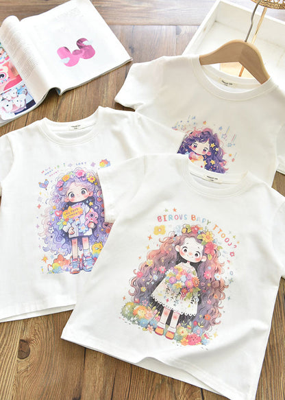 T-shirt à manches courtes pour fille avec joli imprimé rose YU1090