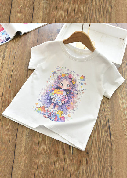 T-shirt à manches courtes pour fille avec joli imprimé rose YU1090