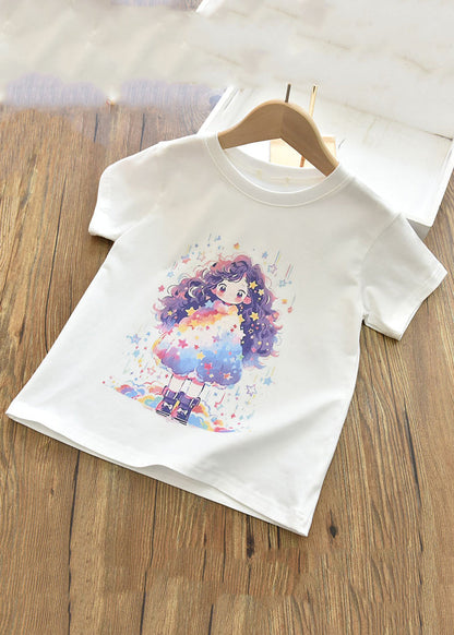 T-shirt à manches courtes pour fille avec joli imprimé rose YU1090