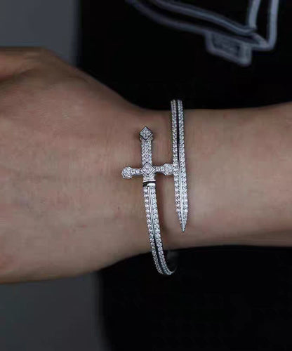 Of Bracelets Silver Men Zircon Silk Sterling Justice Sword