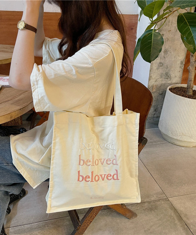 Minimalist Letter Embroidered Canvas Large Capacity Shoulder Bag SX1026