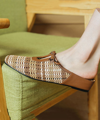 Minimally Casual Sandals Up Lace Splicing Breathable Beige Slide