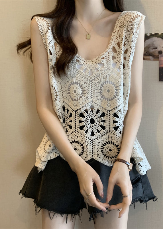 Modern Out V Vests Apricot Neck Hollow Summer