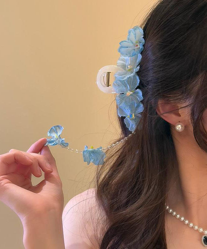 Blue Floral Beading Modern Alloy Hairpin Tassel
