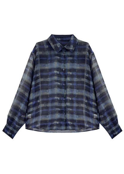 Blue Piece Chiffon Two Modern Set Summer Oversized Outfits Plaid