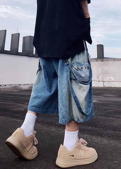 Herren Denim Moderne Taschen Sommer Shorts Blau Übergroß