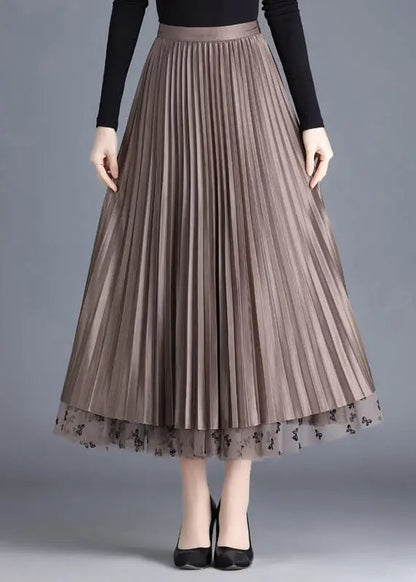 Modern Brown Butterfly Wear On Both Sides Tulle Pleated Skirts Spring Ada Fashion