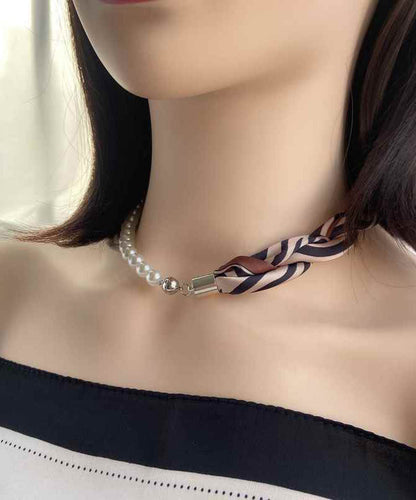 Écharpe à café moderne en acier inoxydable, imprimé patchwork de perles